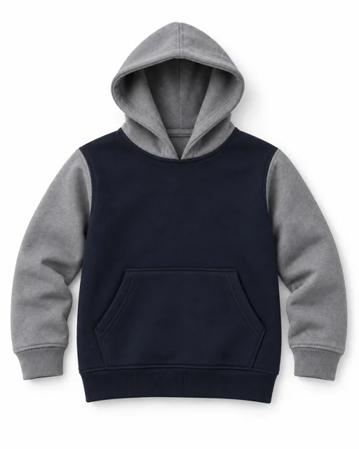 Navy / Sport Grey Kids two-colour pullover hoodie