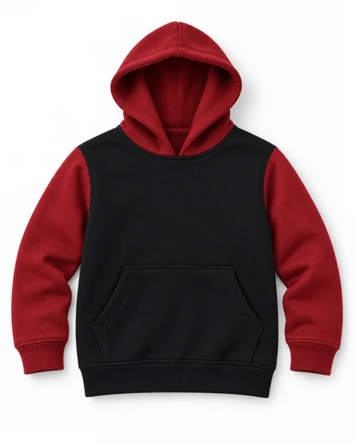 Black / Red Kids two-colour pullover hoodie