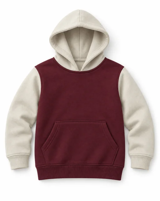 Burgundy / Cream Kids two-colour pullover hoodie