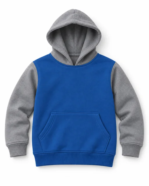 Royal Blue / Sport Grey Kids two-colour pullover hoodie