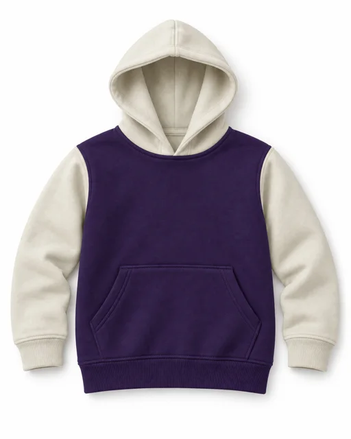 Purple / Cream Kids two-colour pullover hoodie
