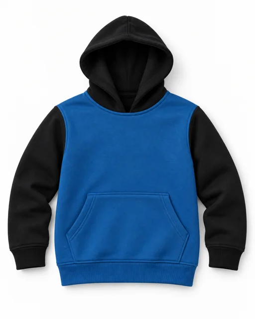 Sapphire / Black Kids two-colour pullover hoodie