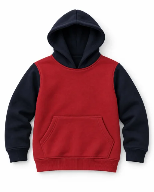 Red / Navy Kids two-colour pullover hoodie