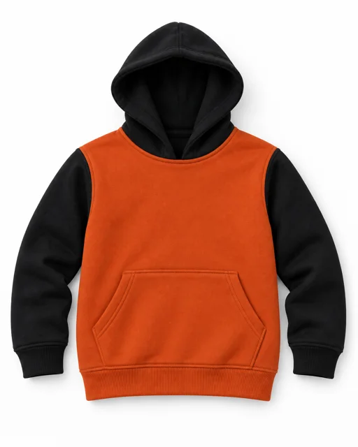 Orange / Black Kids two-colour pullover hoodie