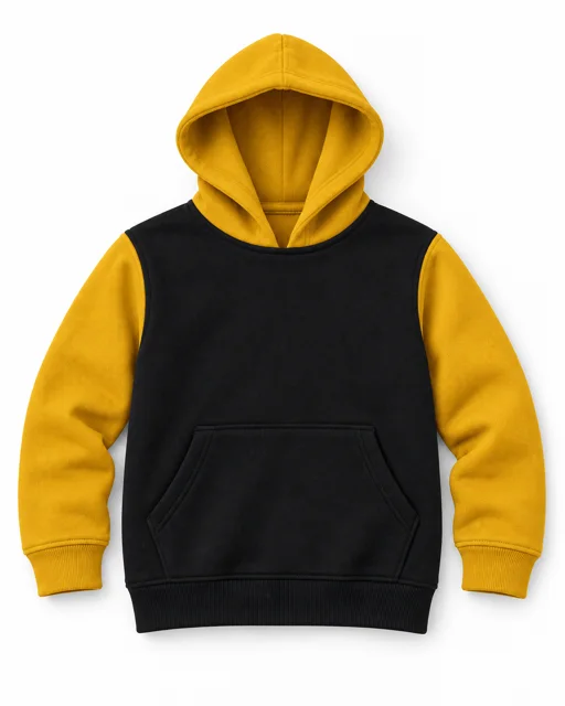 Black / Golden Yellow Kids two-colour pullover hoodie