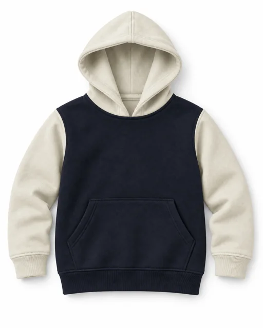 Navy / Cream Kids two-colour pullover hoodie