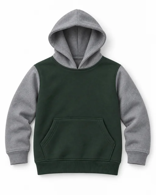 Dark Green / Sport Grey Kids two-colour pullover hoodie
