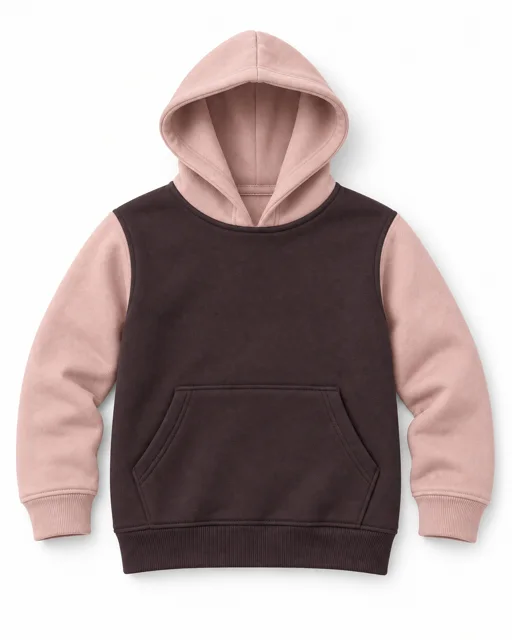 Chocolate / Blush Kids two-colour pullover hoodie