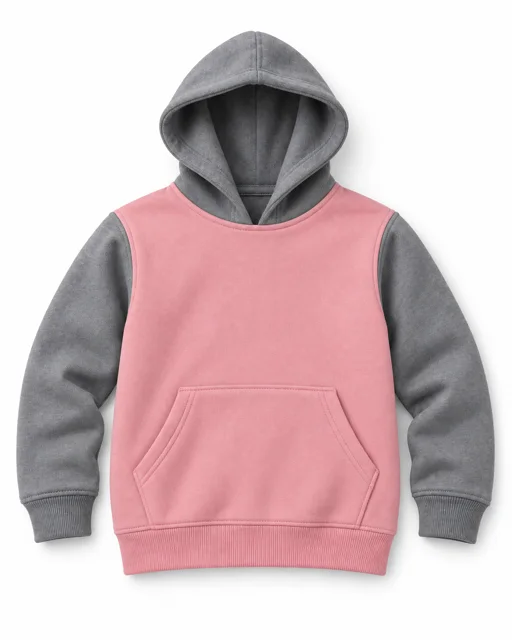 Pink / Sport Grey Kids two-colour pullover hoodie