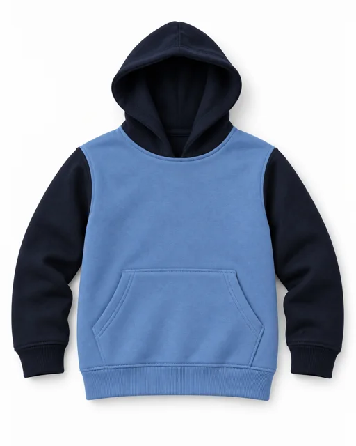 Light Blue / Navy Kids two-colour pullover hoodie