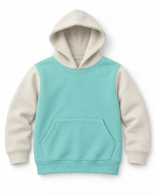 Mint / Cream Kids two-colour pullover hoodie