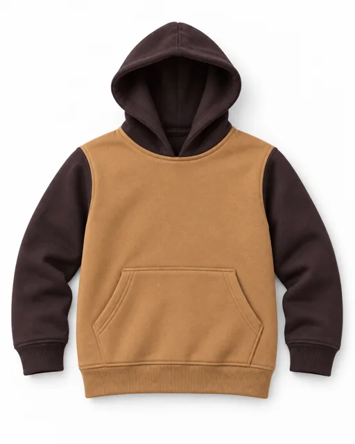 Camel / Chocolate Kids two-colour pullover hoodie