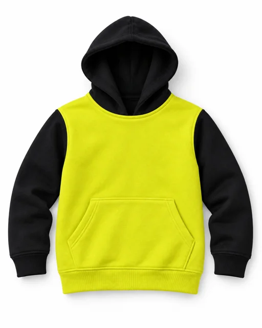 Fluorescent Yellow / Black Kids two-colour pullover hoodie