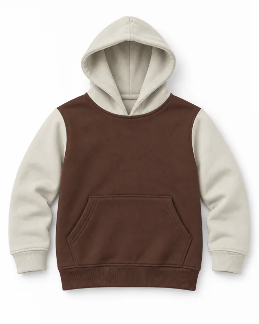 Brown / Cream Kids two-colour pullover hoodie