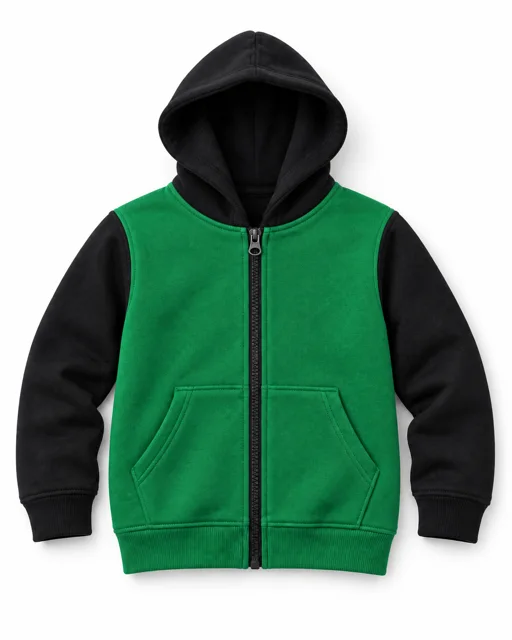 Emirates Green / Black Kids two-colour full-zip hoodie