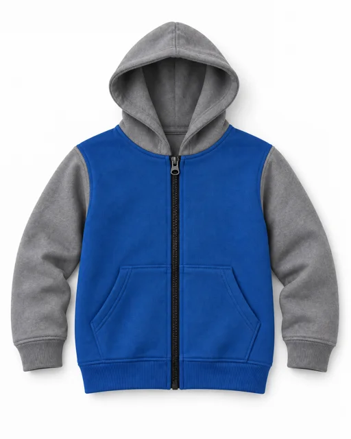 Royal Blue / Sport Grey Kids two-colour full-zip hoodie