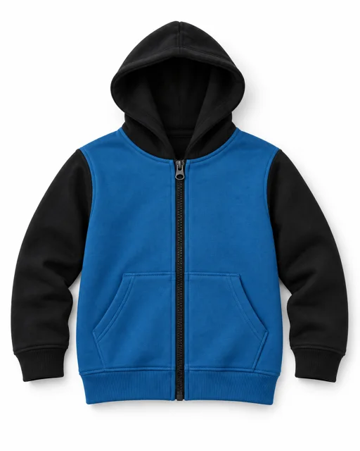 Sapphire / Black Kids two-colour full-zip hoodie