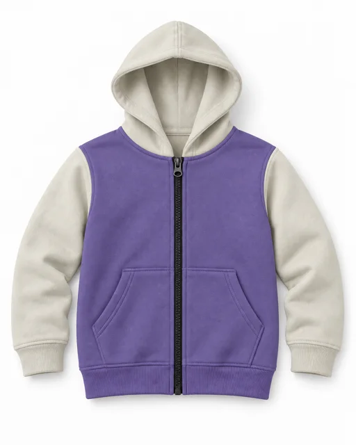 Lavender / Cream Kids two-colour full-zip hoodie
