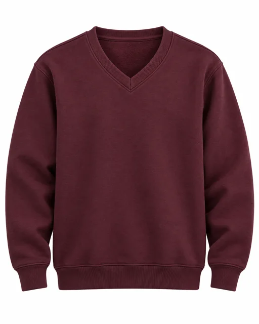 Burgundy V-neck sweatshirt