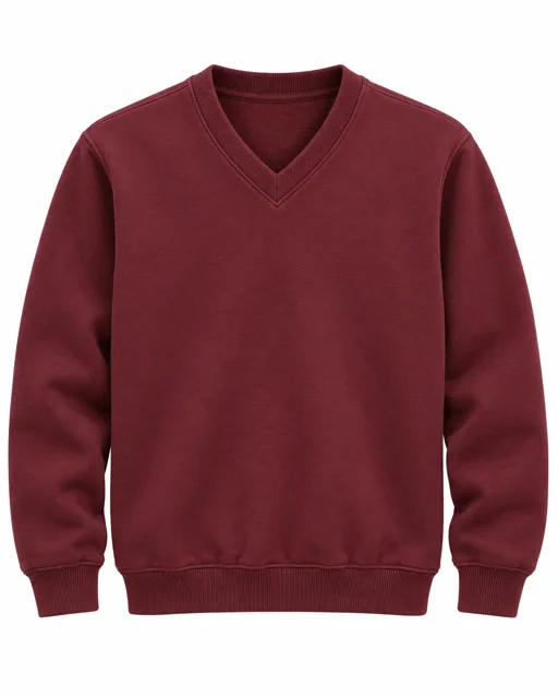 Maroon V-neck sweatshirt
