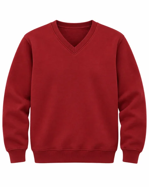 Red V-neck sweatshirt