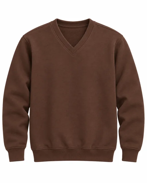 Brown V-neck sweatshirt