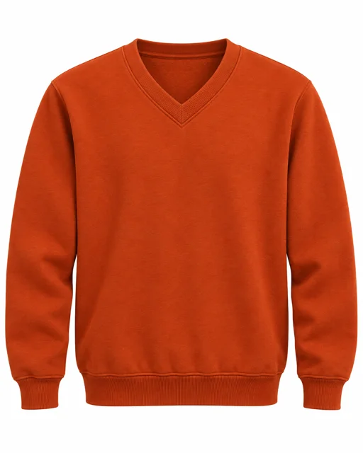 Orange V-neck sweatshirt