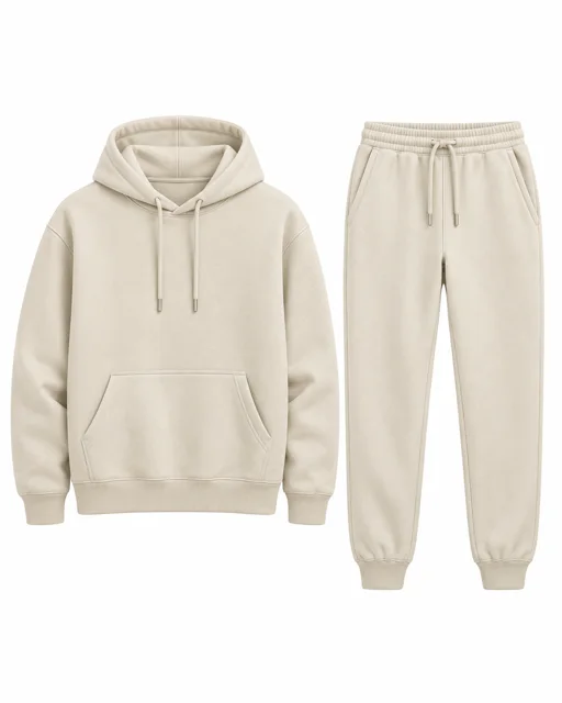 Cream Hoodie & jogger set
