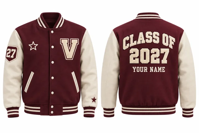 Burgundy / Cream Varsity jacket