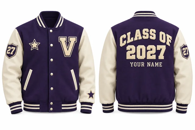 Purple / Cream Varsity jacket