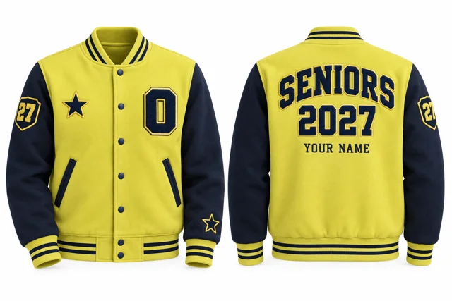Lemon / Navy Varsity jacket