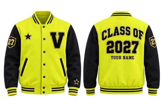 Fluorescent Yellow / Black Varsity jacket