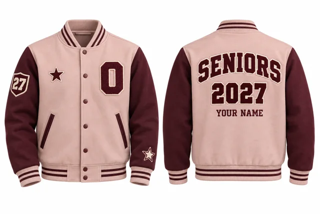 Blush / Burgundy Varsity jacket