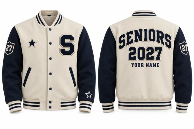Cream / Navy Varsity jacket
