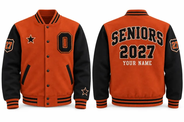 Orange / Black Varsity jacket