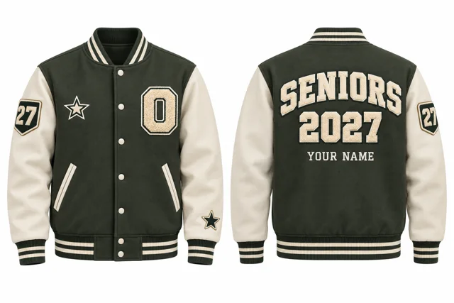 Military Green / Cream Varsity jacket