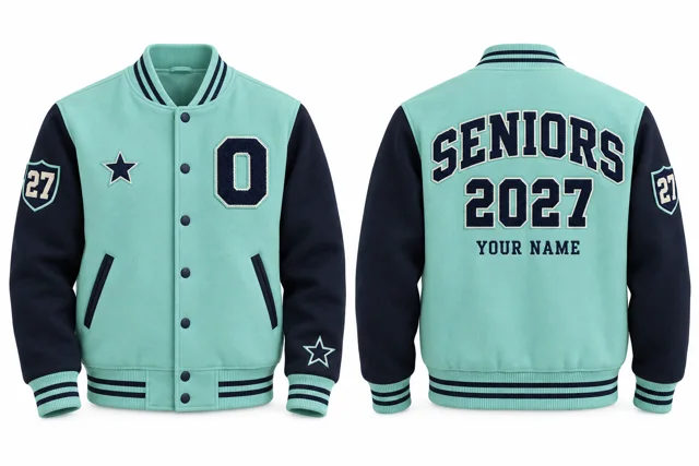 Mint / Navy Varsity jacket