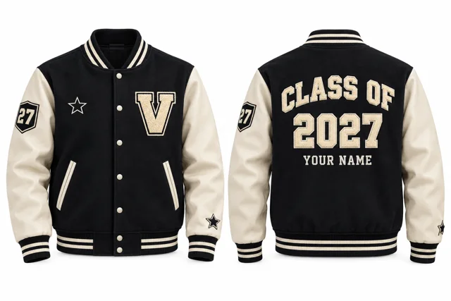 Black / Cream Varsity jacket