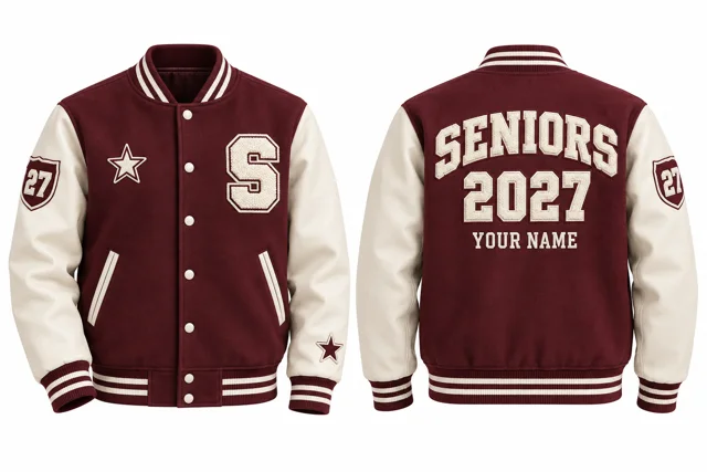 Burgundy / White Varsity jacket
