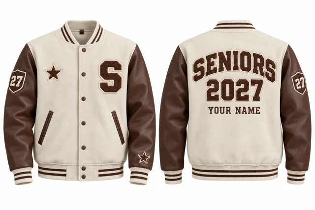 Cream / Brown Varsity jacket