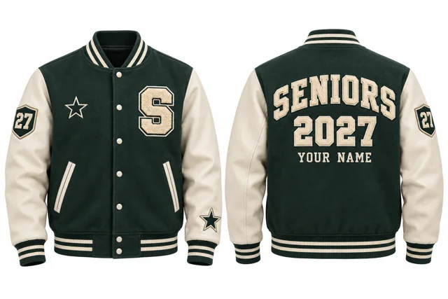 Dark Green / Cream Varsity jacket