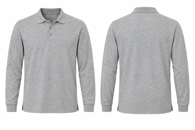 Light Heather Grey Full sleeves dry-fit polo