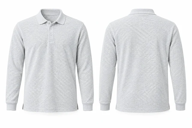 White Texture Full sleeves dry-fit polo