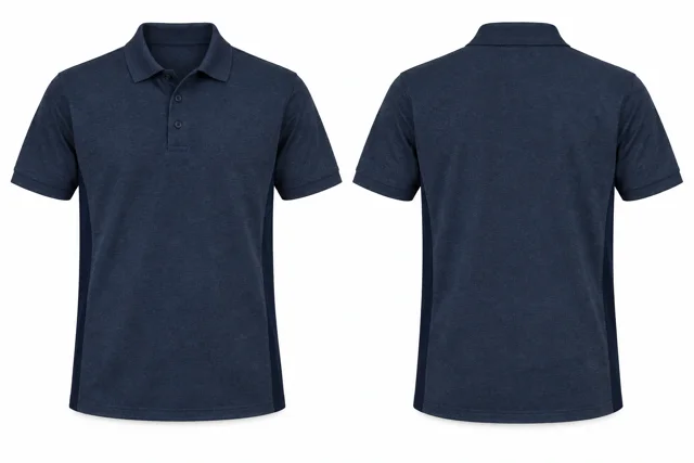 Navy A Side panels dry-fit polo