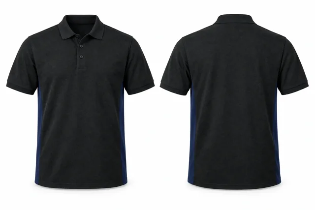 Black A Side panels dry-fit polo
