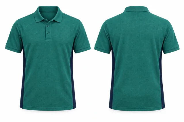Teal Green Side panels dry-fit polo
