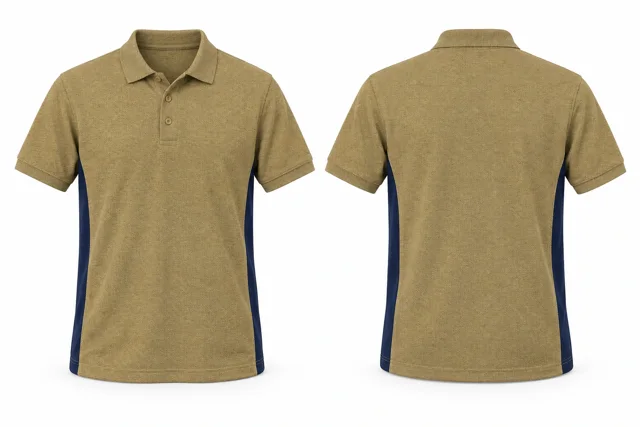 Khaki Gold Side panels dry-fit polo