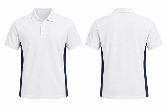 White B Side panels dry-fit polo