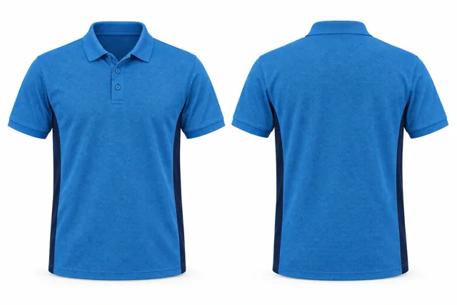 Bright Blue Side panels dry-fit polo