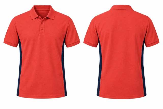 Coral Red Side panels dry-fit polo